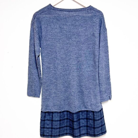 Poetry Grey alpaca Sweater dress with woven plaid trim Womens Sz S - Picture 2 of 7